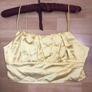 YELLOW SATIN CROP TOP